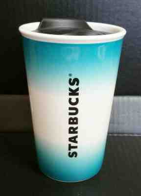 Starbucks Ceramic To Go Travel Mug Tumbler With Lid 8oz Coffee Cup Turquoise - Sold on eBay Oct, 19th 2019 for $15.95