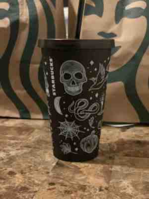 RARE 2019 Starbucks Halloween Skull Tumbler 16oz Purplish Black  - Sold on eBay Oct, 19th 2019 for $50.00