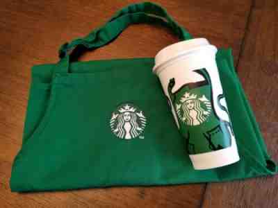 Starbucks Apron And RARE Plastic Reusable Apron Hot Cup, to go cup, tumbler, mug - Sold on eBay Oct, 19th 2019 for $25.00