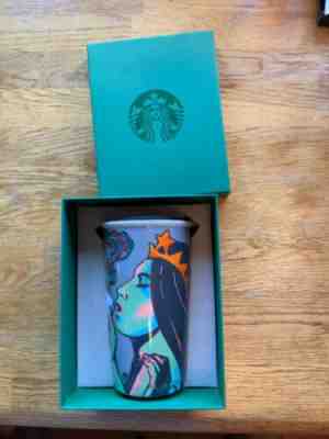 Starbucks 2016 Ceramic Tumbler Travel Mug Siren Mermaid 12oz 25th Anniversary  - Sold on eBay Oct, 19th 2019 for $20.50