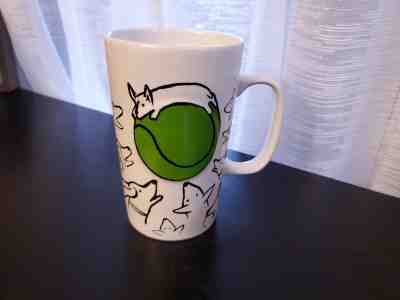 Starbucks Coffee Mug 2015 Dogs Tennis Ball White Green Raised Dot 16oz FREE SHIP - Sold on eBay Oct, 19th 2019 for $18.00