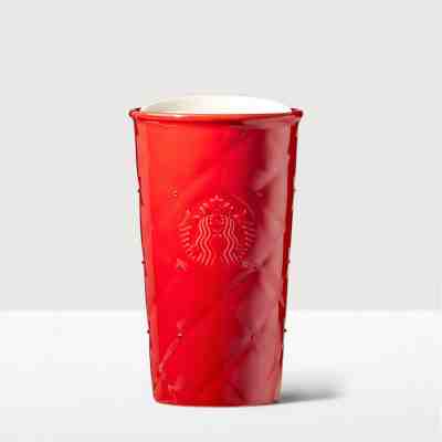 [Starbucks]  Red Quilted Swarovski Double Wall Traveler - 10 oz - Sold on eBay Oct, 19th 2019 for $48.99