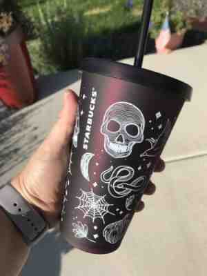 2019 Starbucks Halloween Skull Tumbler 16oz Purplish Black Hard to find! - Sold on eBay Oct, 19th 2019 for $36.00