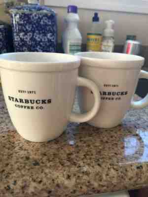 Starbucks Set of 2 WHITE BARISTA COFFEE CO Cups Mugs 2001  18oz Jumbo Size - Sold on eBay Oct, 19th 2019 for $16.50