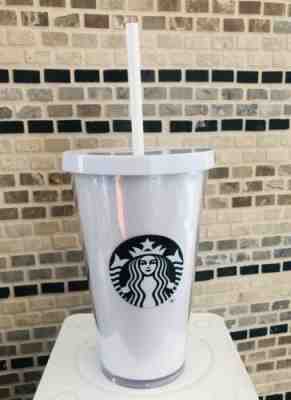 Starbucks White Glitter Cold Cup 16 Oz 2017 BPA Free - Winter Collection! - Sold on eBay Oct, 19th 2019 for $35.00