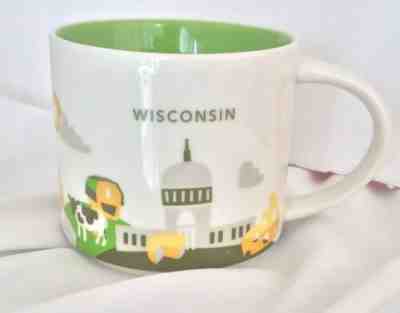 STARBUCKS 14oz Mug WISCONSIN You Are Here YAH Series Green Yellow - Sold on eBay Oct, 19th 2019 for $19.99