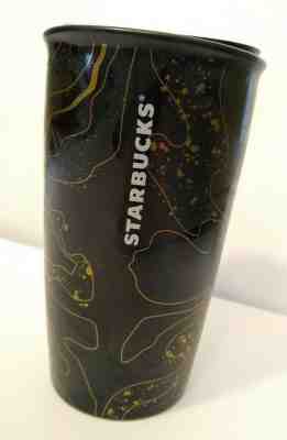 Starbucks 2018 Black & Gold Holiday Sparkle Ceramic Travel Coffee Mug Tumbler - Sold on eBay Oct, 19th 2019 for $19.99