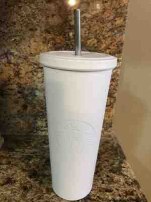 Starbucks Matte White Stainless Cold Cup 24oz Tumbler 2015 Siren Logo GUC RARE - Sold on eBay Oct, 19th 2019 for $35.99
