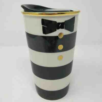 Starbucks 2013 Alice and Olivia Ceramic Travel Tumbler Double Walled Tuxedo Mug - Sold on eBay Oct, 19th 2019 for $19.95