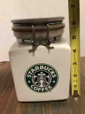 Starbucks 6.25" Tall Square White And Green Coffee Canister Bee House Japan - Sold on eBay Oct, 19th 2019 for $15.00