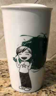 Starbucks Green Fingerpainting Child Travel Mug Limited Edition Ceramic Lid 2015 - Sold on eBay Oct, 19th 2019 for $21.18