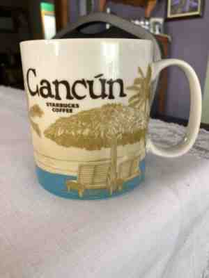 Starbucks Mug Cancun Mexico Global Icon Series 16 Oz 2014 Coffee Cup Beach Scene - Sold on eBay Oct, 19th 2019 for $15.99