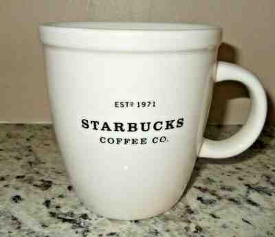 STARBUCKS  COFFEE CO* EST. 1971* 16 OZ CERAMIC WHITE MUG WIDE RIM  ECU - Sold on eBay Oct, 19th 2019 for $21.83