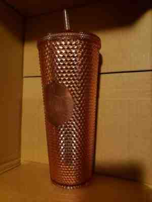 NEW Starbucks Rose Gold Pink Iridescent Holographic Diamond Facet 24oz Cold Cup - Sold on eBay Oct, 19th 2019 for $34.00