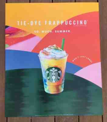 STARBUCKS Tie-Dye Frappuccino MENU DISPLAY, single Sided Sign WALL DECOR RARE - Sold on eBay Oct, 19th 2019 for $29.99