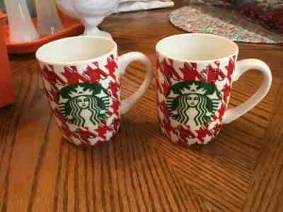 Starbucks 2017 Red White Houndstooth Coffee Tea Mug Set of 2 - Sold on eBay Oct, 19th 2019 for $16.99