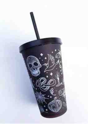 Starbucks Halloween 2019 Skull 16 Oz Tumbler Cup Matte Black Purple Brand New - Sold on eBay Oct, 19th 2019 for $49.99
