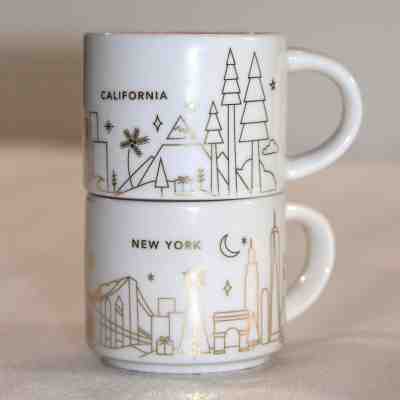 Starbucks New York California Espresso Demitasse Mug Cup You Are Here Gold 2 oz - Sold on eBay Oct, 18th 2019 for $18.00