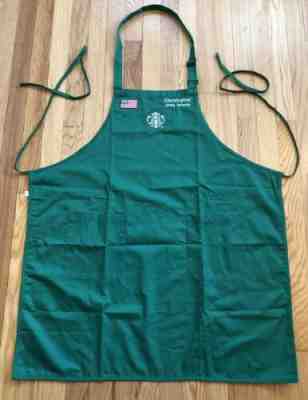 Custom Starbucks Baristas Green USA Patriotic Veterans Apron American Flag - Sold on eBay Oct, 18th 2019 for $16.99