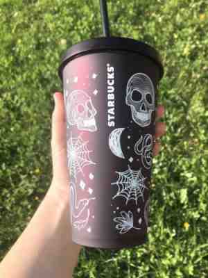 Starbucks Halloween/Fall black red whire printed tumbler 2019 rare - Sold on eBay Oct, 18th 2019 for $29.00