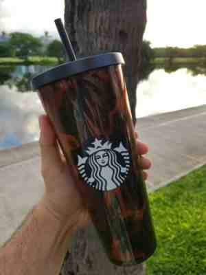Starbucks 24oz. Tortoise Shell/ Mocha Swirl Tumbler with Straw -New - Sold on eBay Oct, 18th 2019 for $29.99