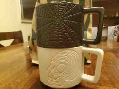 NEW Starbucks Halloween 2019 Skull & Spiderweb Set Of 2 Coffee Mugs Cup - Sold on eBay Oct, 18th 2019 for $17.00