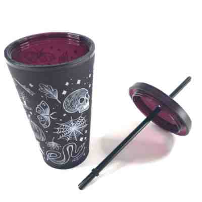 Starbucks Halloween Skull Tumbler Cup Reusable Black Cherry White Print 2019 NEW - Sold on eBay Oct, 18th 2019 for $49.95