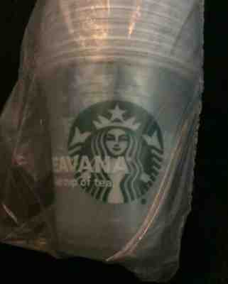 100x STARBUCKS 3.5oz Clear Mini Plastic Sample Cups Sleeve 100 Free Stickers