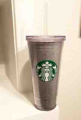Starbucks Silver Glitter Plastic Drink Tumbler Straw Venti 20oz Double Wall - Sold on eBay Oct, 18th 2019 for $28.39