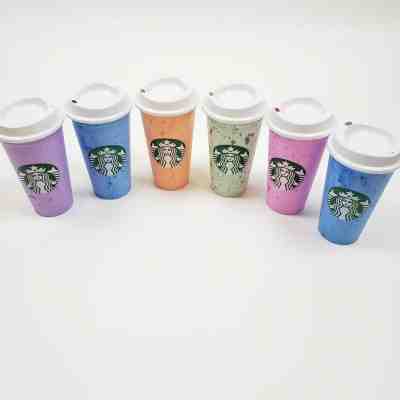 Starbucks Reusable hot cup collection pack of 6 W/Lids marble summer 2019 - Sold on eBay Oct, 18th 2019 for $32.99