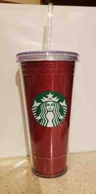 NEW Starbucks 2018 Holiday RED Glitter Cold Cup Tumbler 20 oz  - Sold on eBay Oct, 18th 2019 for $17.95