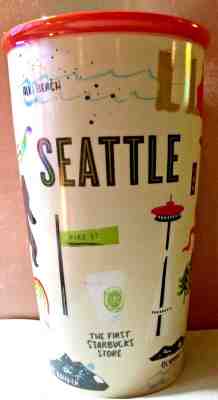 Starbucks SEATTLE Neighborhood Icons Tumbler 12oz Insulated Ceramic Traveler NWT - Sold on eBay Oct, 18th 2019 for $25.00