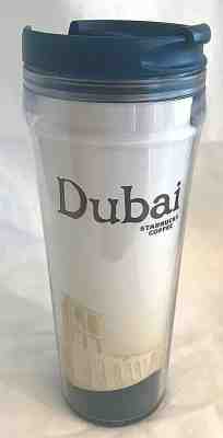 Starbucks Global Icon Travel Cup Lid Dubai Blue White Plastic Tumbler 2010