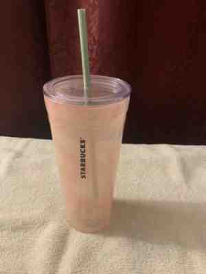 STARBUCKS VENTI 20oz PINK SWIRL DOUBLE WALL GLASS TUMBLER W/LID 2017 - Sold on eBay Oct, 18th 2019 for $25.00