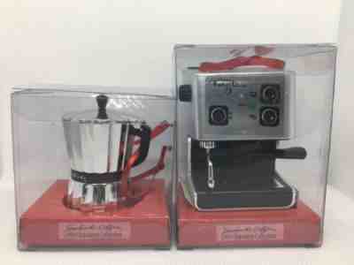 RARE Starbucks Coffee 1999 Ornament Collection Lot of 2 Pot / Barista Machine - Sold on eBay Oct, 18th 2019 for $80.00
