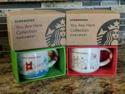 ***STARBUCKS COFFEE MUG 2oz SAN FRANCISCO YOU ARE HERE MINI ORNAMENT 2X NEW*** - Sold on eBay Oct, 18th 2019 for $19.99