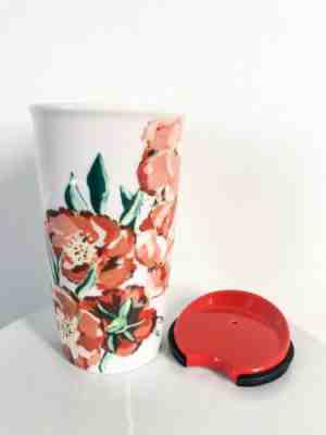 Starbucks 2015 Dot Collection Floral Red Flowers Ceramic Travel Cup Mug Tumbler - Sold on eBay Oct, 17th 2019 for $39.99