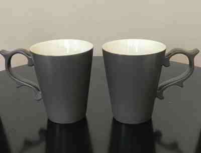 Starbucks Tazo 2013 Dark Gray Scroll Rococo Handle Mugs (Set of 2) - Sold on eBay Oct, 17th 2019 for $39.00