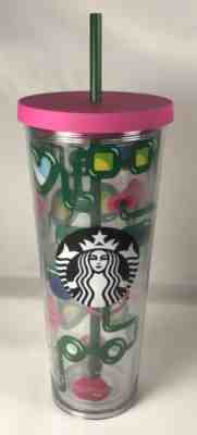 Starbucks Sunglasses Lips Pink Lid w/ Straw Venti Cold Iced Cup 24 oz Tumbler - Sold on eBay Oct, 17th 2019 for $29.95