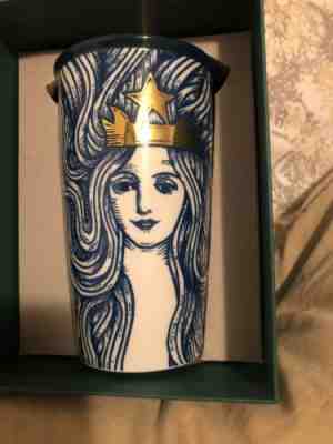 Starbucks 2016 Anniversary Blue Siren Mermaid 12oz Ceramic Tumbler Coffee Cup - Sold on eBay Oct, 17th 2019 for $42.00
