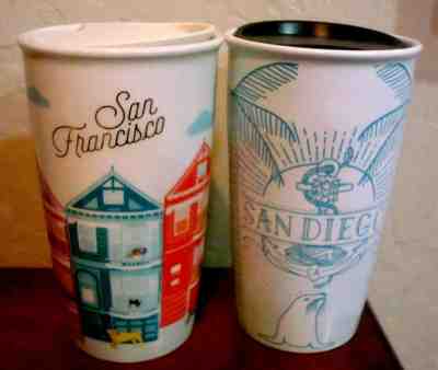 NWTS Starbucks Coffee San Francisco & San Diego Ceramic Tumbler