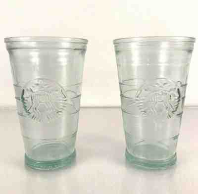 Lot of 2 Starbucks Recycled Glass 16 Ounce Cold Cup Tea Beverage Spain  - Sold on eBay Oct, 17th 2019 for $15.29