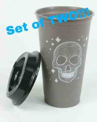 *NEW* 2 *YES TWO!* Starbucks Halloween Reusable Hot Cups in Gray Skull Design! - Sold on eBay Oct, 17th 2019 for $16.99