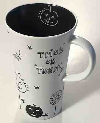 Starbucks 2007 Trick or Treat Halloween White & Black Tall 14 oz Coffee Mug Cup - Sold on eBay Oct, 17th 2019 for $19.95