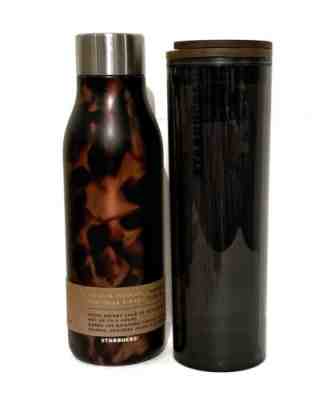 Starbucks Black Tumbler with Tortoise Shell Sealing Twist Lid + Water Bottle NEW - Sold on eBay Oct, 17th 2019 for $62.95