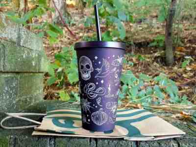 Starbucks 2019 Halloween Skull Tumbler 16oz Dark Purple Black RARE Fast Ship - Sold on eBay Oct, 17th 2019 for $49.99