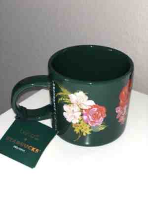 STARBUCKS Cup Ban.do Coffee Mug Holiday 2018 Ceramic Green Floral 12oz Bando NEW - Sold on eBay Oct, 17th 2019 for $16.00