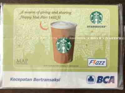 Starbucks Card Indonesia FLAZZ Gift Card Eid al-Fitr 2011 and sleeve New Sealed - Sold on eBay Oct, 17th 2019 for $40.00
