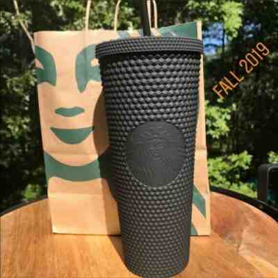 FALL 2019 Starbucks Matte Black Studded Spiked Tumbler Cold Cup 24oz NEW - Sold on eBay Oct, 17th 2019 for $50.00