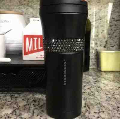 Starbucks Stainless Steel Matte Black Swarovski Crystal Coffee Tumbler - Sold on eBay Oct, 17th 2019 for $83.00